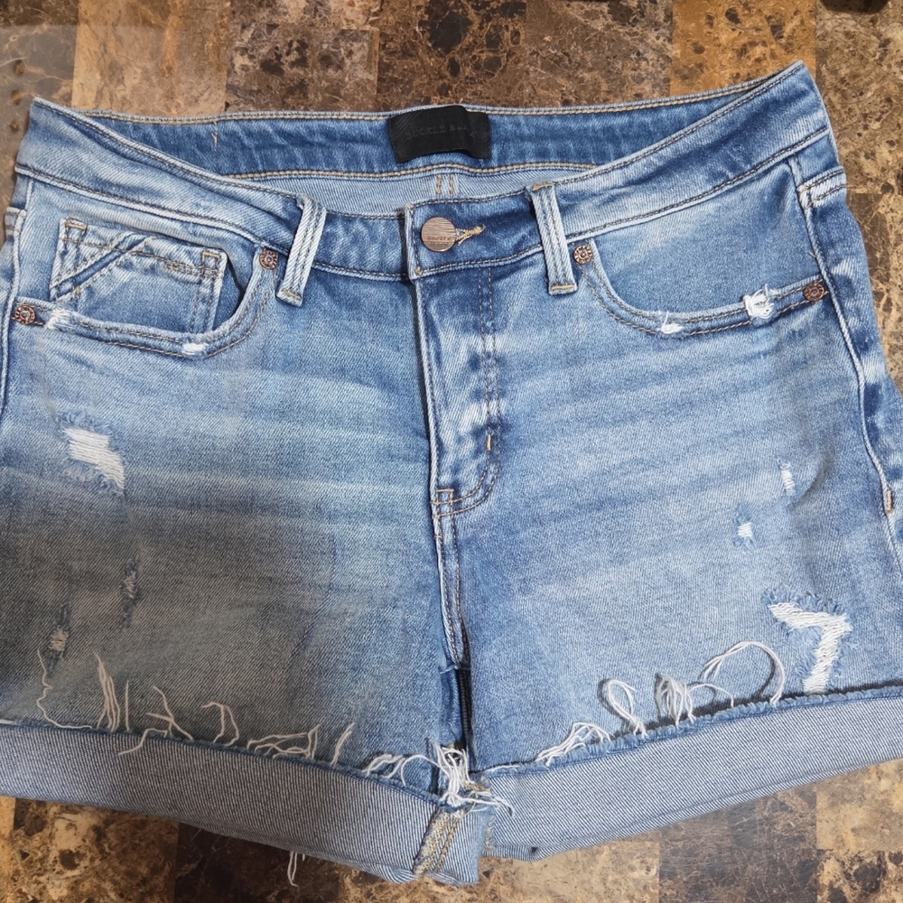 Buckle Light Blue Distressed Jean Shorts